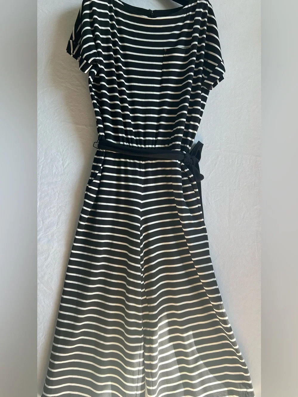 Ralph Lauren Black & White Striped Jumpsuit with Tie Waist